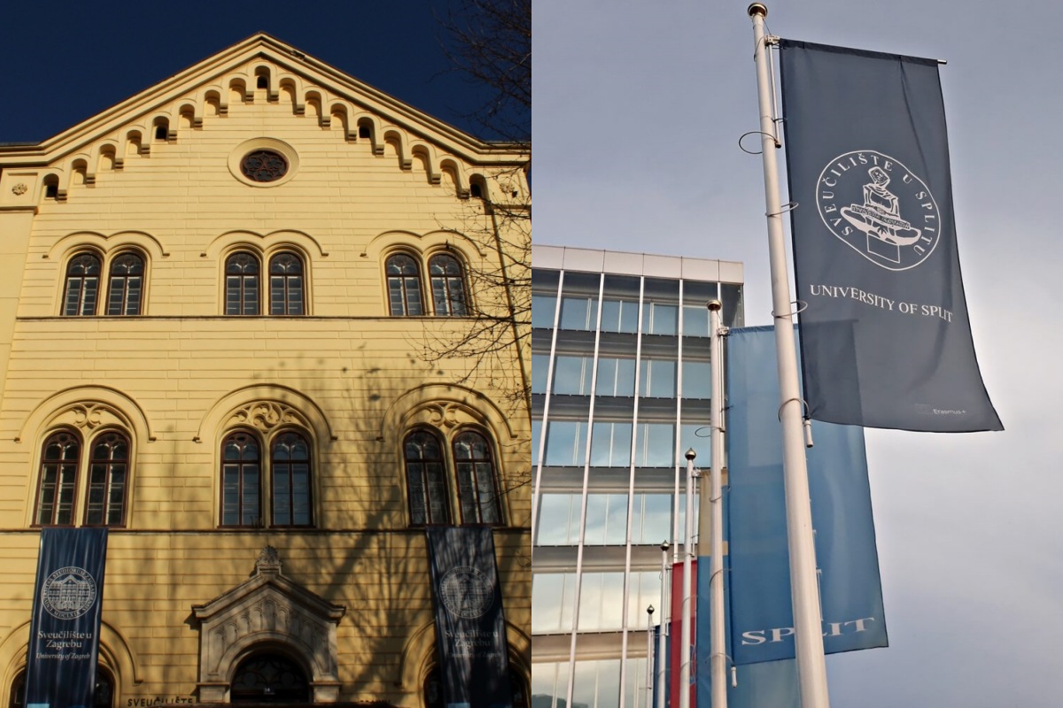 zgrada sveučilišta u zagrebu (lijevo) i zgrada sveučilišta u splitu (desno)
