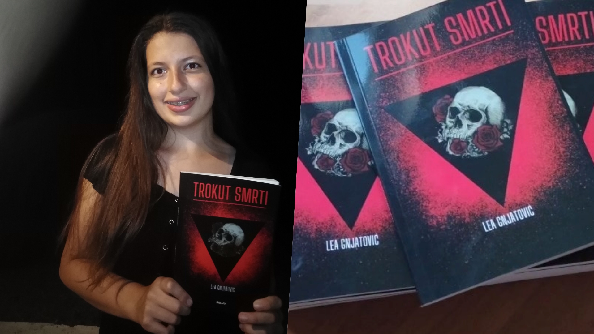 Učenica Gimnazije Sisak Lea Gnjatović sa svojom prvom objavljenom knjigom Trokut smrti u rukama