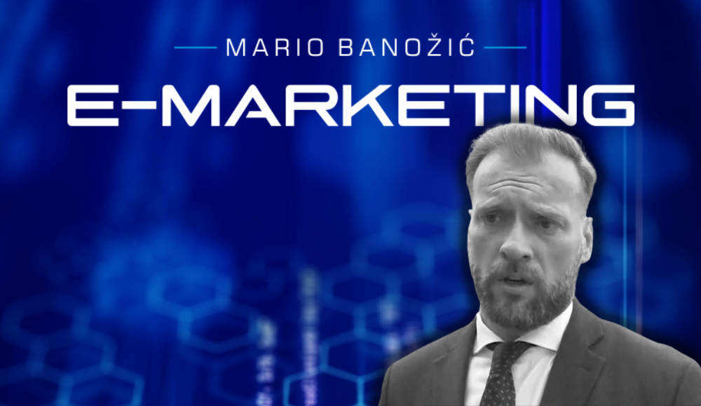 Ministar obrane Mario Banožić i u pozadini naslovnica njegovog priručnika E-marketing