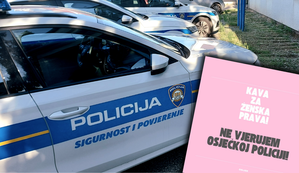 policijski auto i slika od inicijative kava za ženska prava