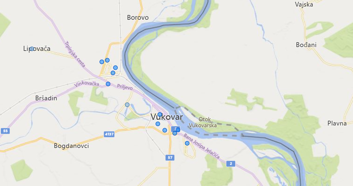 Mapa škola u Vukovaru