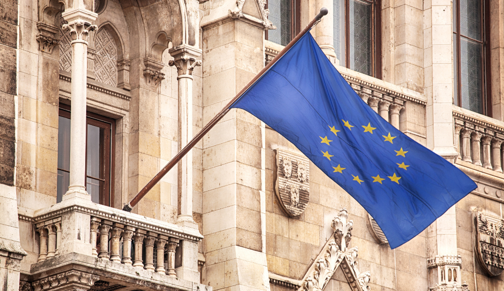 zastava europske unije vijori na zgradi